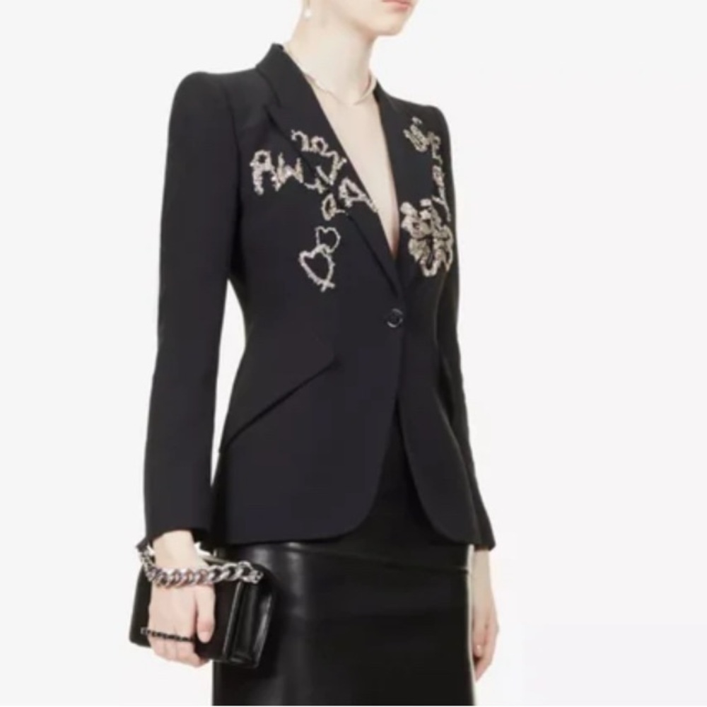 Alexander McQueen Black Blazer with Silver Embellishments size 38